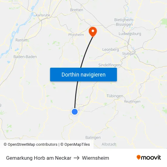 Gemarkung Horb am Neckar to Wiernsheim map