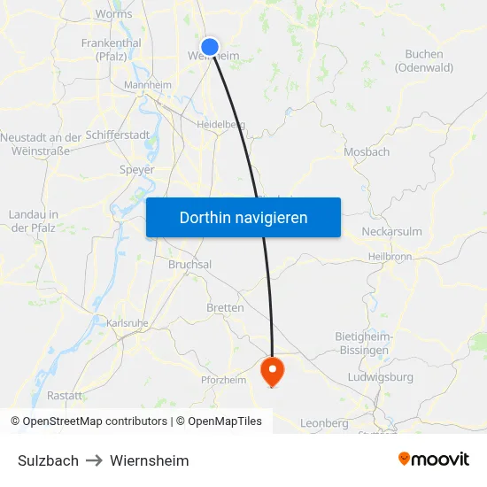 Sulzbach to Wiernsheim map