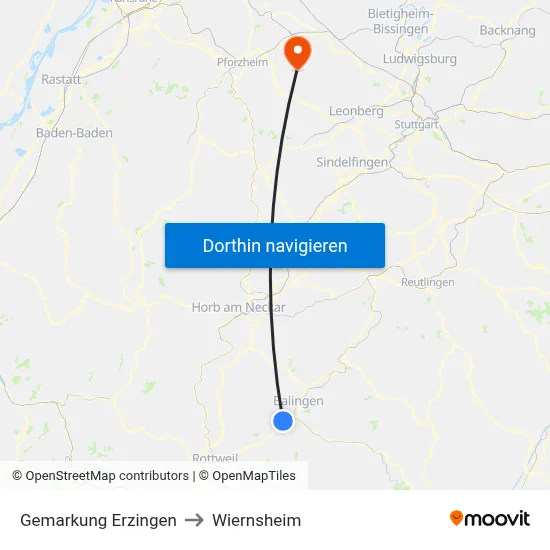 Gemarkung Erzingen to Wiernsheim map