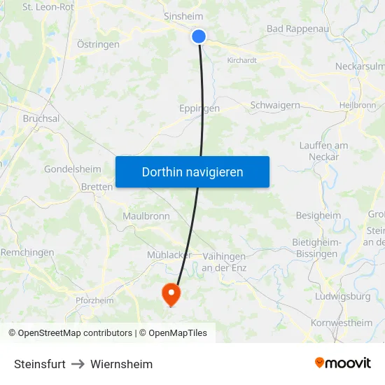 Steinsfurt to Wiernsheim map