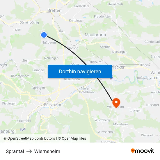 Sprantal to Wiernsheim map