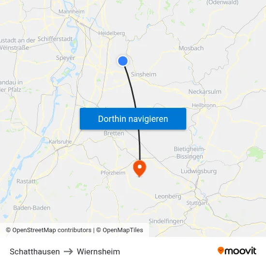 Schatthausen to Wiernsheim map