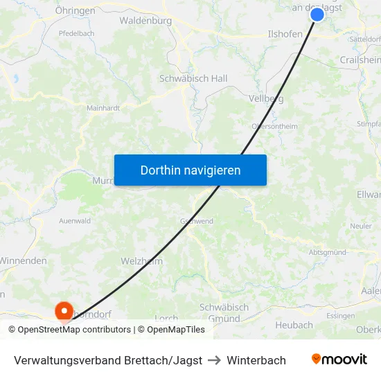 Verwaltungsverband Brettach/Jagst to Winterbach map
