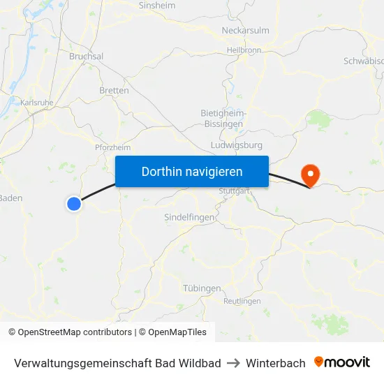 Verwaltungsgemeinschaft Bad Wildbad to Winterbach map