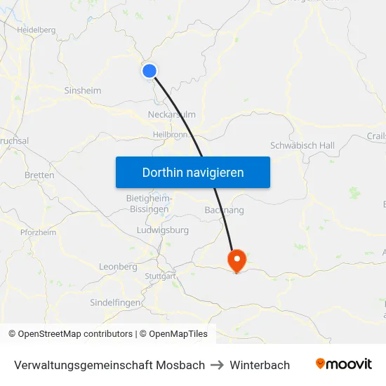 Verwaltungsgemeinschaft Mosbach to Winterbach map