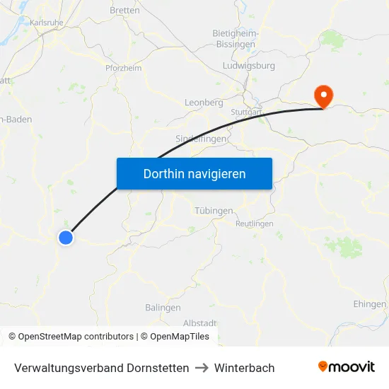 Verwaltungsverband Dornstetten to Winterbach map