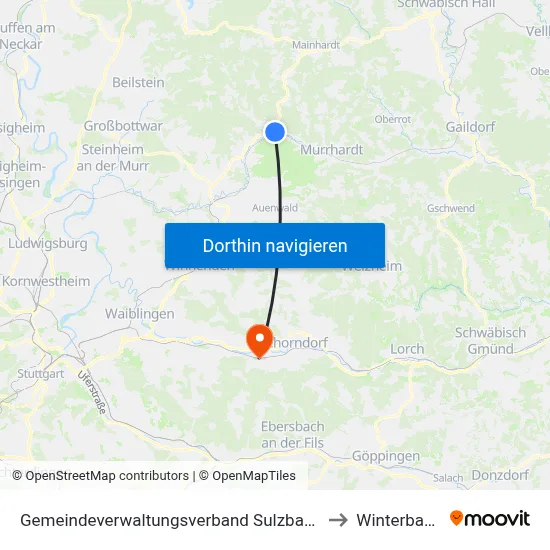 Gemeindeverwaltungsverband Sulzbach to Winterbach map