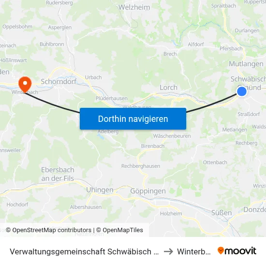 Verwaltungsgemeinschaft Schwäbisch Gmünd to Winterbach map