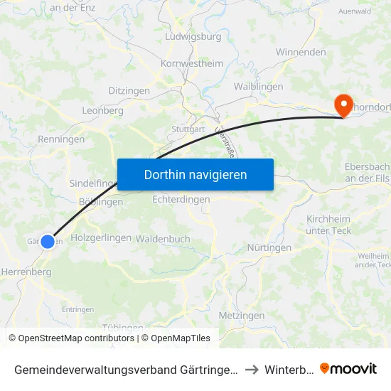 Gemeindeverwaltungsverband Gärtringen/Ehningen to Winterbach map