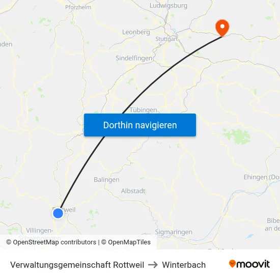 Verwaltungsgemeinschaft Rottweil to Winterbach map