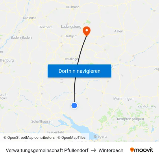 Verwaltungsgemeinschaft Pfullendorf to Winterbach map
