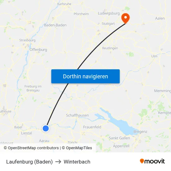 Laufenburg (Baden) to Winterbach map