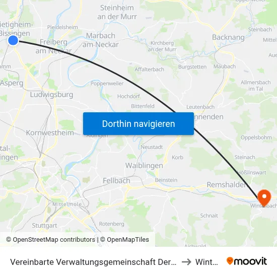 Vereinbarte Verwaltungsgemeinschaft Der Stadt Bietigheim-Bissingen to Winterbach map