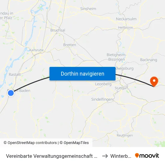 Vereinbarte Verwaltungsgemeinschaft Sinzheim to Winterbach map
