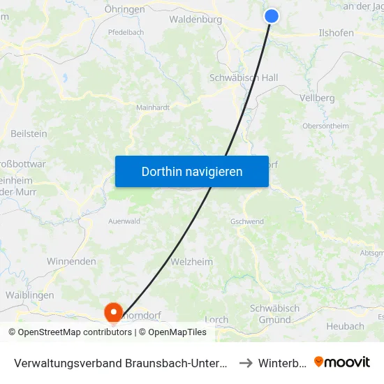 Verwaltungsverband Braunsbach-Untermünkheim to Winterbach map