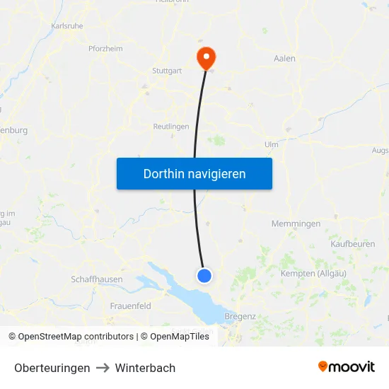 Oberteuringen to Winterbach map