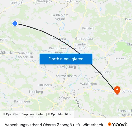 Verwaltungsverband Oberes Zabergäu to Winterbach map