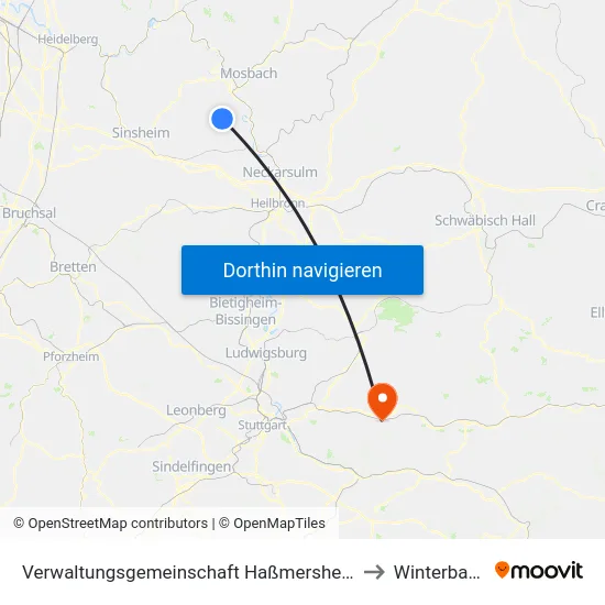 Verwaltungsgemeinschaft Haßmersheim to Winterbach map