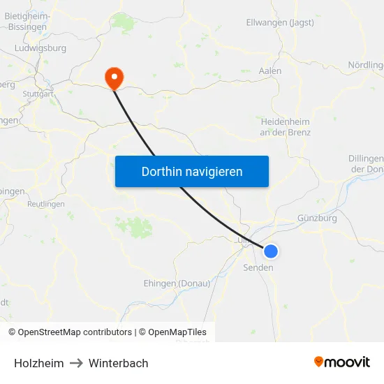 Holzheim to Winterbach map