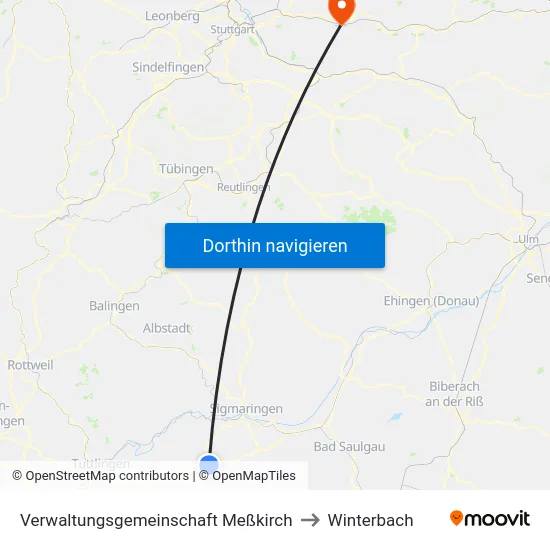 Verwaltungsgemeinschaft Meßkirch to Winterbach map