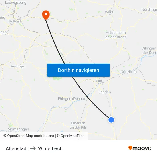 Altenstadt to Winterbach map