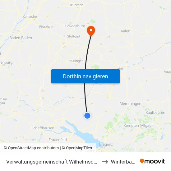 Verwaltungsgemeinschaft Wilhelmsdorf to Winterbach map