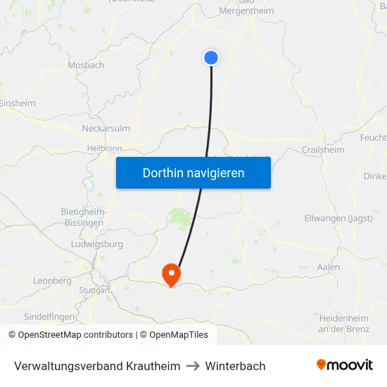 Verwaltungsverband Krautheim to Winterbach map