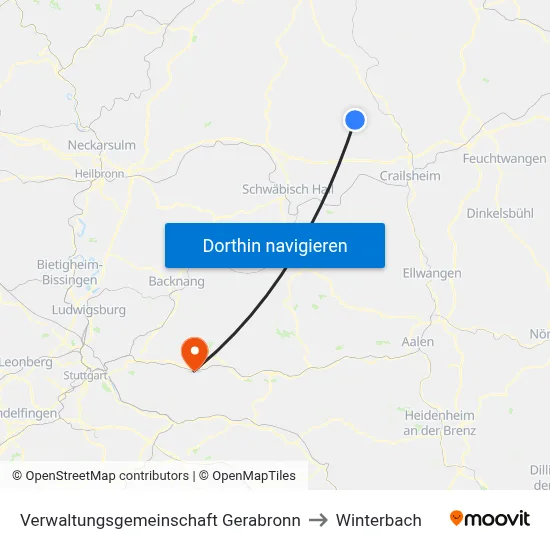 Verwaltungsgemeinschaft Gerabronn to Winterbach map