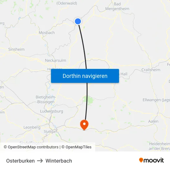 Osterburken to Winterbach map