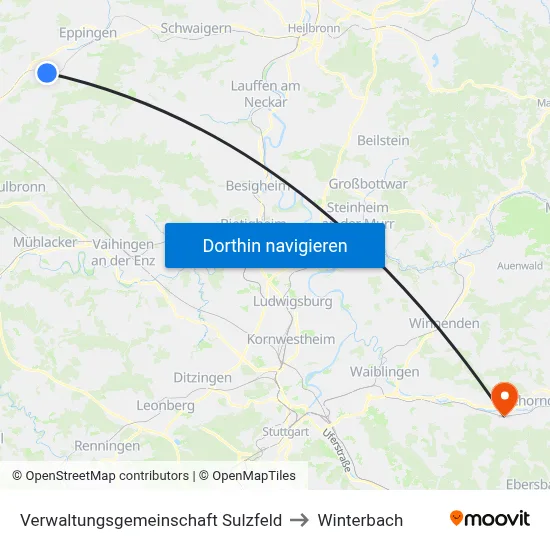 Verwaltungsgemeinschaft Sulzfeld to Winterbach map