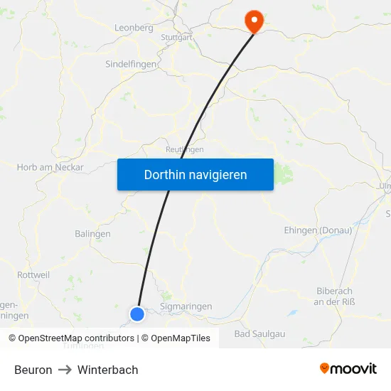 Beuron to Winterbach map