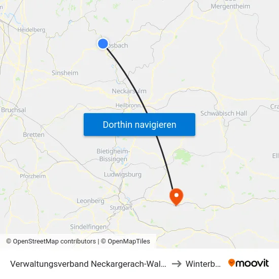 Verwaltungsverband Neckargerach-Waldbrunn to Winterbach map