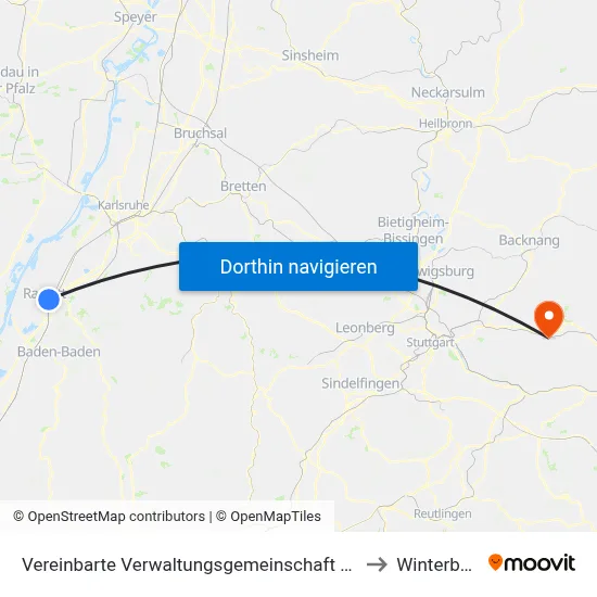 Vereinbarte Verwaltungsgemeinschaft Rastatt to Winterbach map