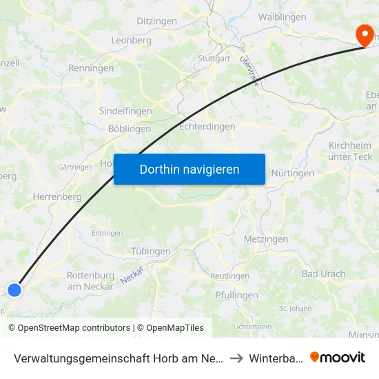 Verwaltungsgemeinschaft Horb am Neckar to Winterbach map