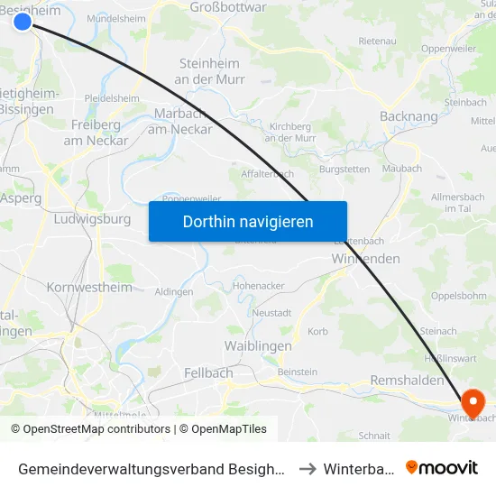 Gemeindeverwaltungsverband Besigheim to Winterbach map