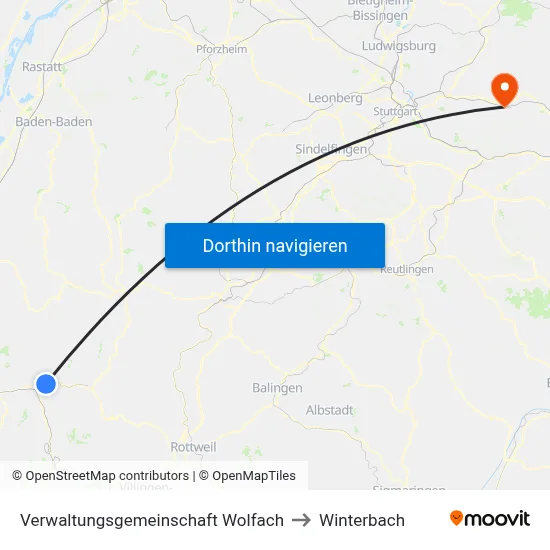 Verwaltungsgemeinschaft Wolfach to Winterbach map