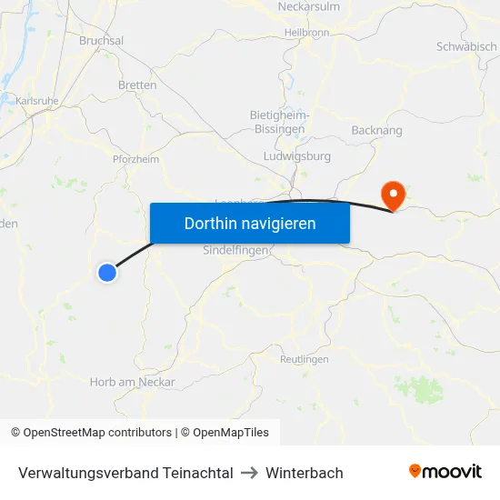Verwaltungsverband Teinachtal to Winterbach map
