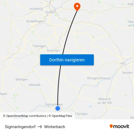 Sigmaringendorf to Winterbach map