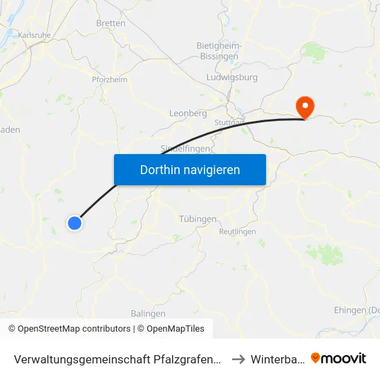 Verwaltungsgemeinschaft Pfalzgrafenweiler to Winterbach map