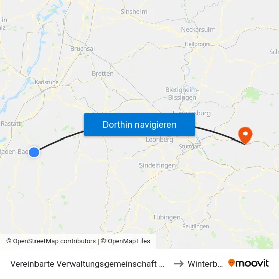 Vereinbarte Verwaltungsgemeinschaft Gernsbach to Winterbach map