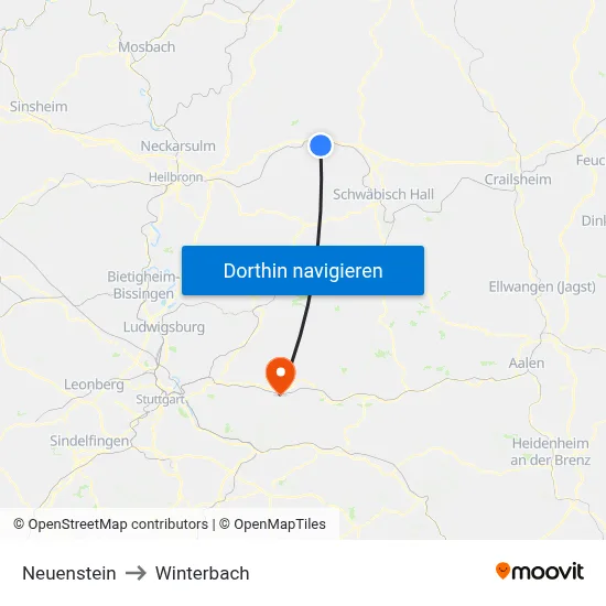 Neuenstein to Winterbach map