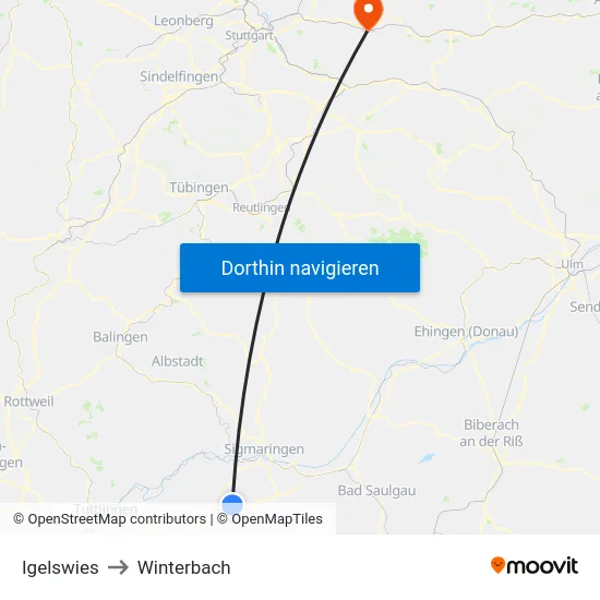 Igelswies to Winterbach map