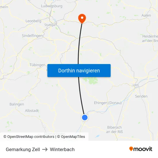 Gemarkung Zell to Winterbach map