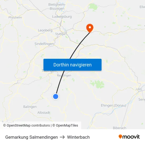 Gemarkung Salmendingen to Winterbach map