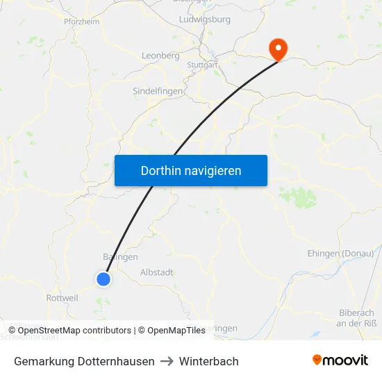 Gemarkung Dotternhausen to Winterbach map