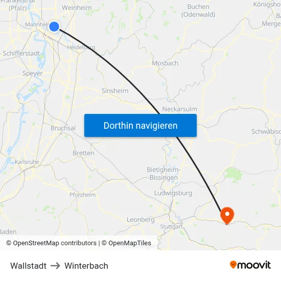 Wallstadt to Winterbach map
