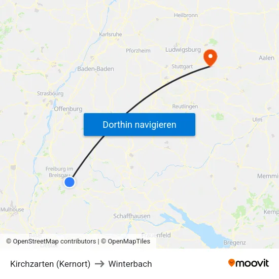 Kirchzarten (Kernort) to Winterbach map