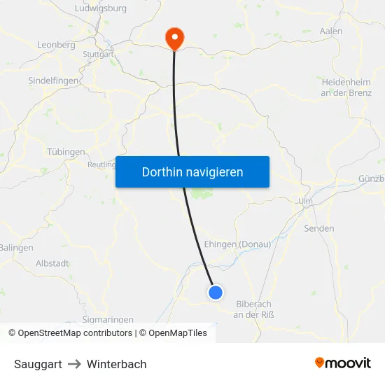 Sauggart to Winterbach map