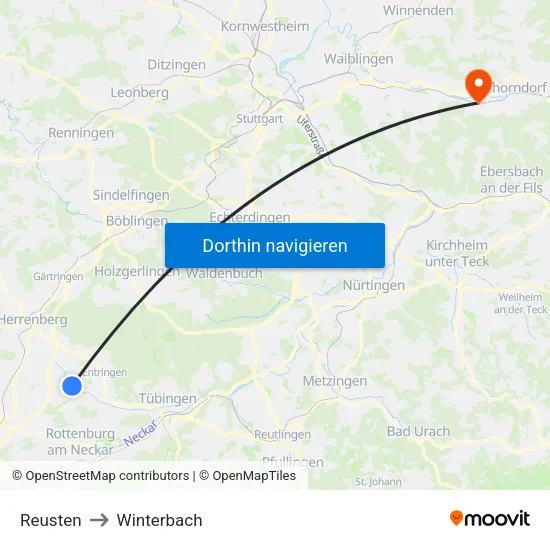 Reusten to Winterbach map