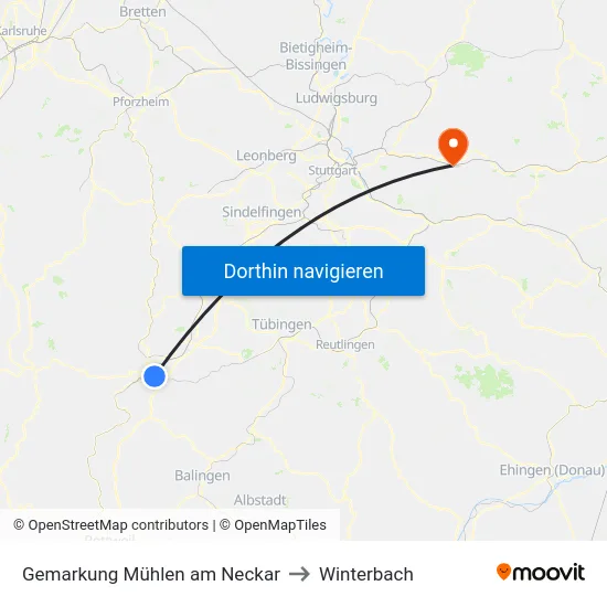 Gemarkung Mühlen am Neckar to Winterbach map